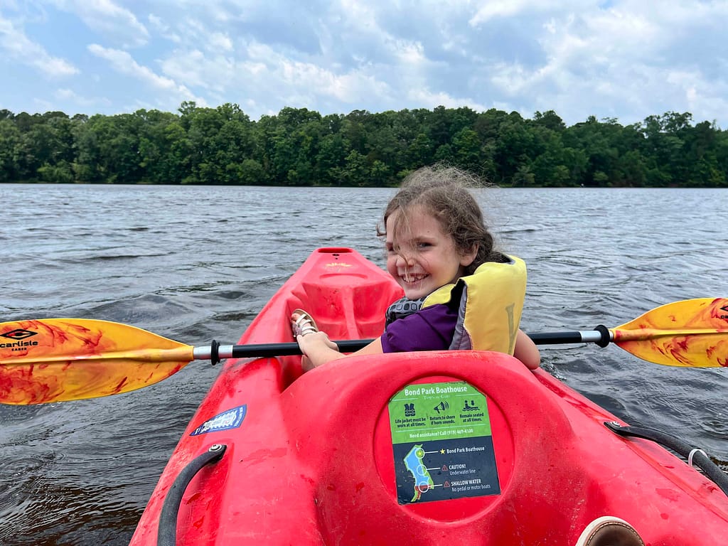 7 year old in kayak