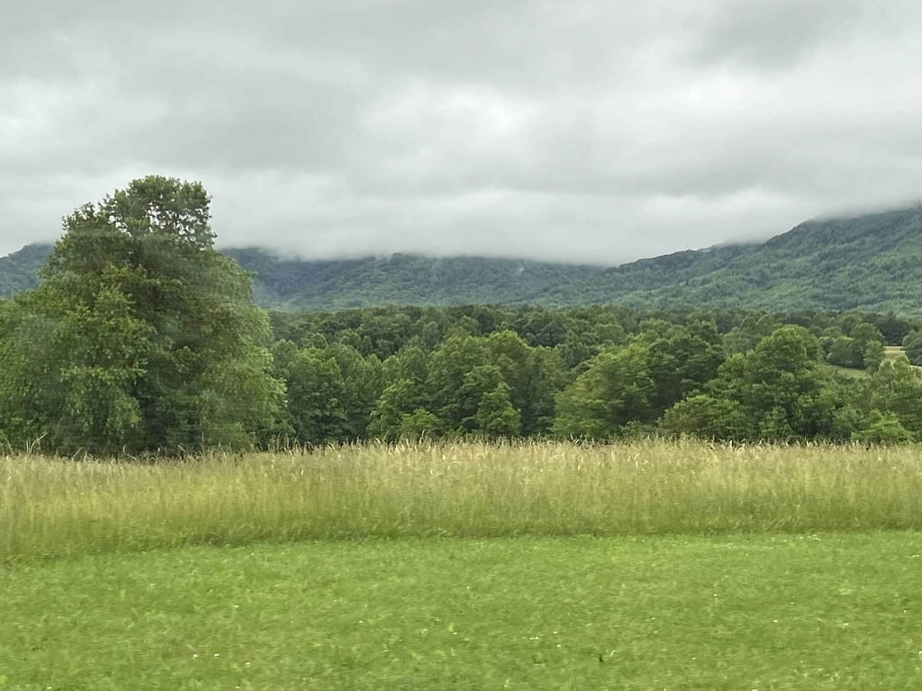 clouds just over the Blue Ridge Parkway in summer