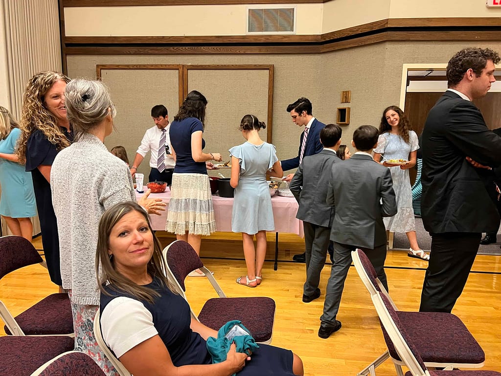 people at church social