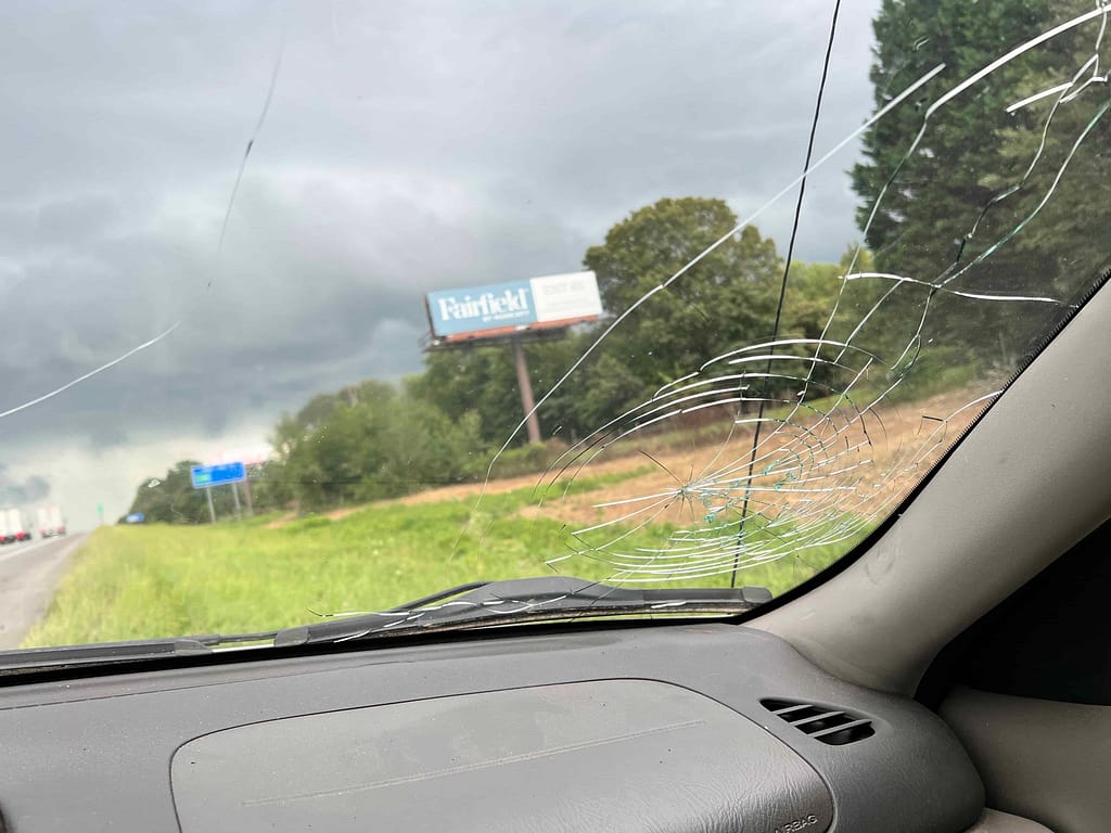 broken car windshield
