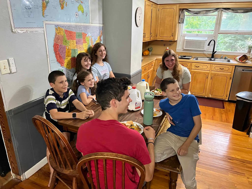 kids eating around the table