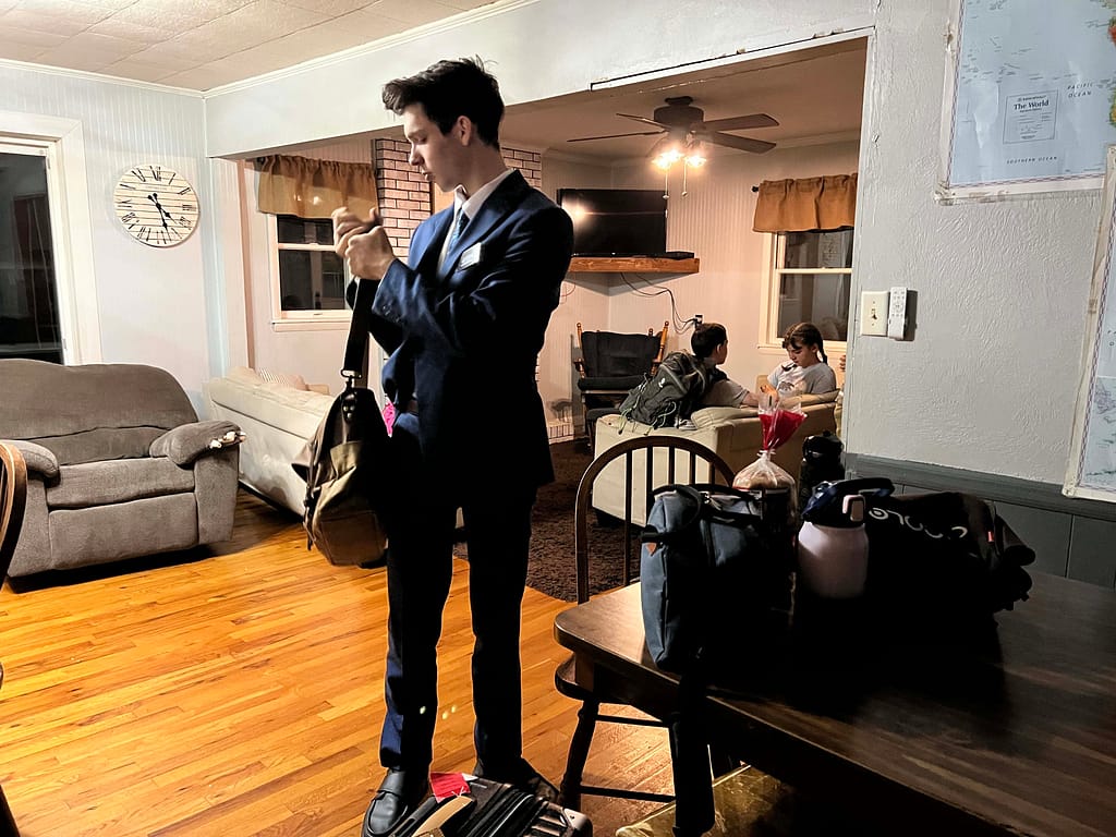 new missionary getting ready to go to the airport