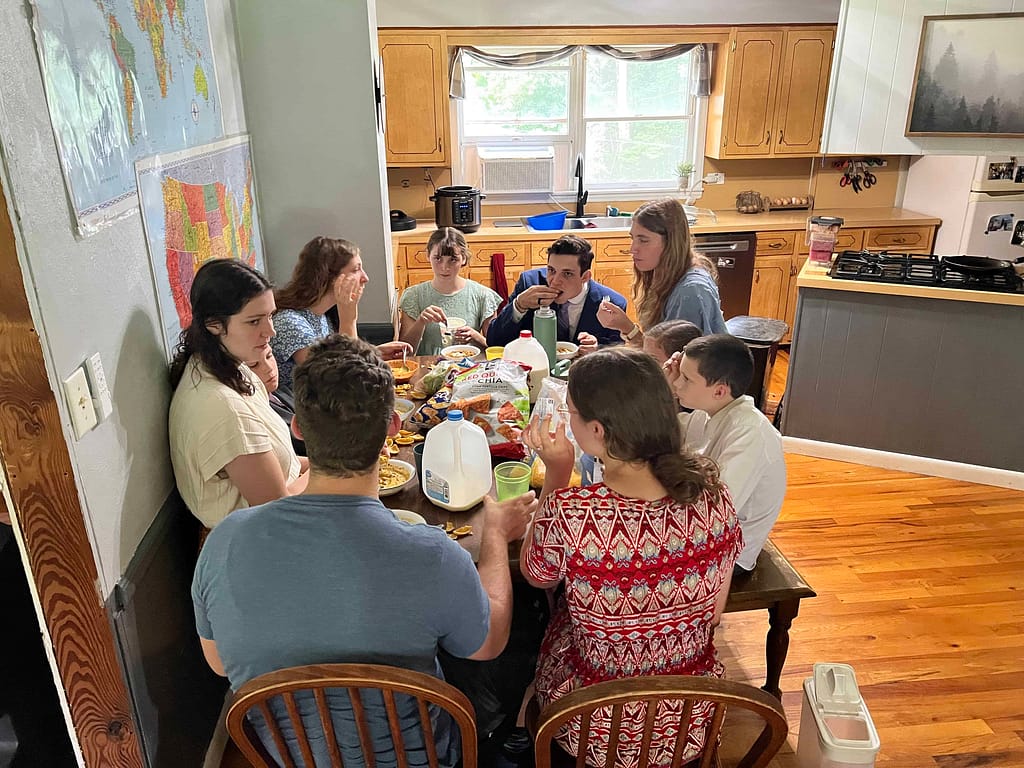 family eating around the table