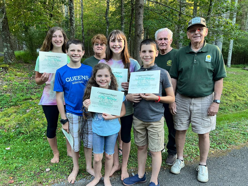 kids getting certificates as junior rangers