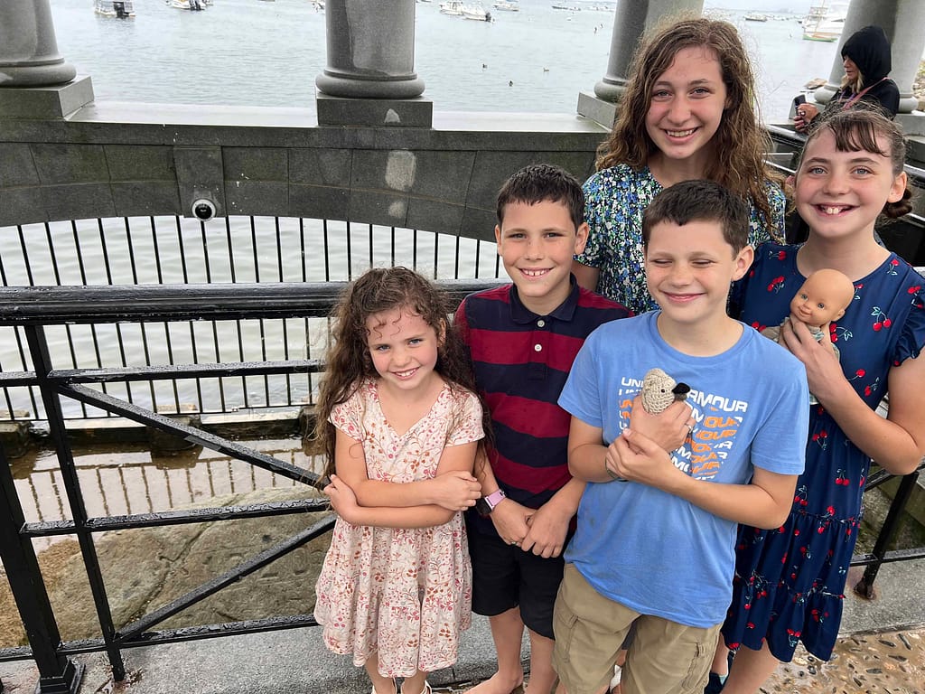 5 kids at Plymouth Rock