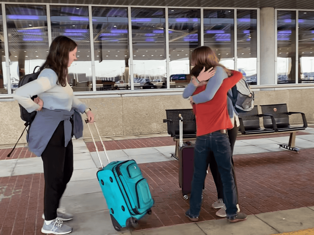 saying goodbye at the airport