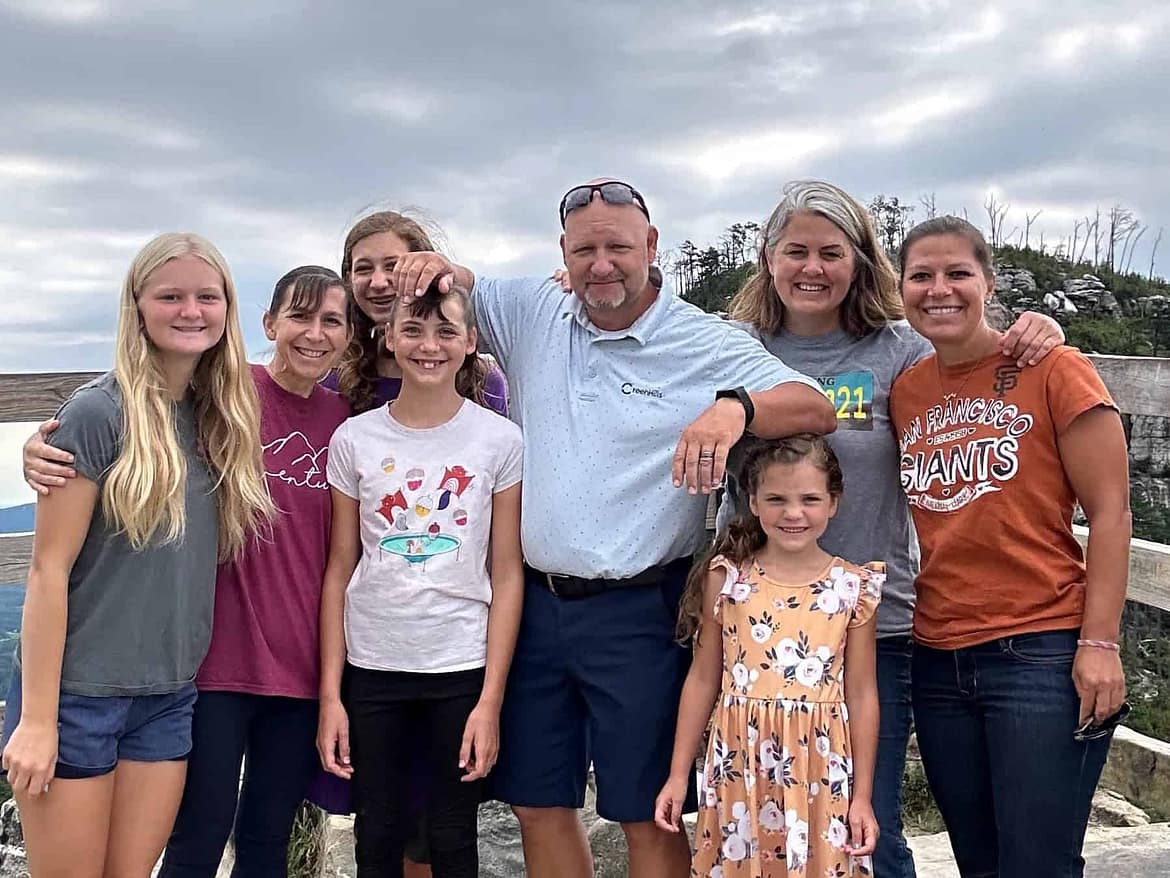 extended family at pilot mountain