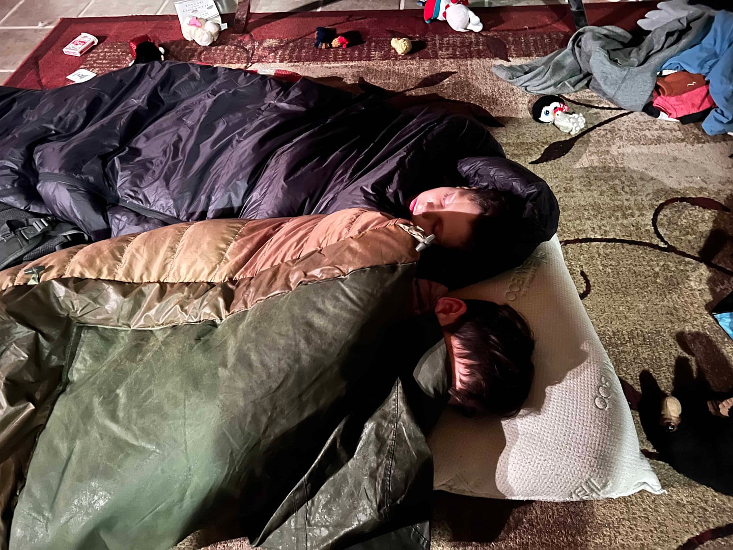 boys sleeping in sleeping bags