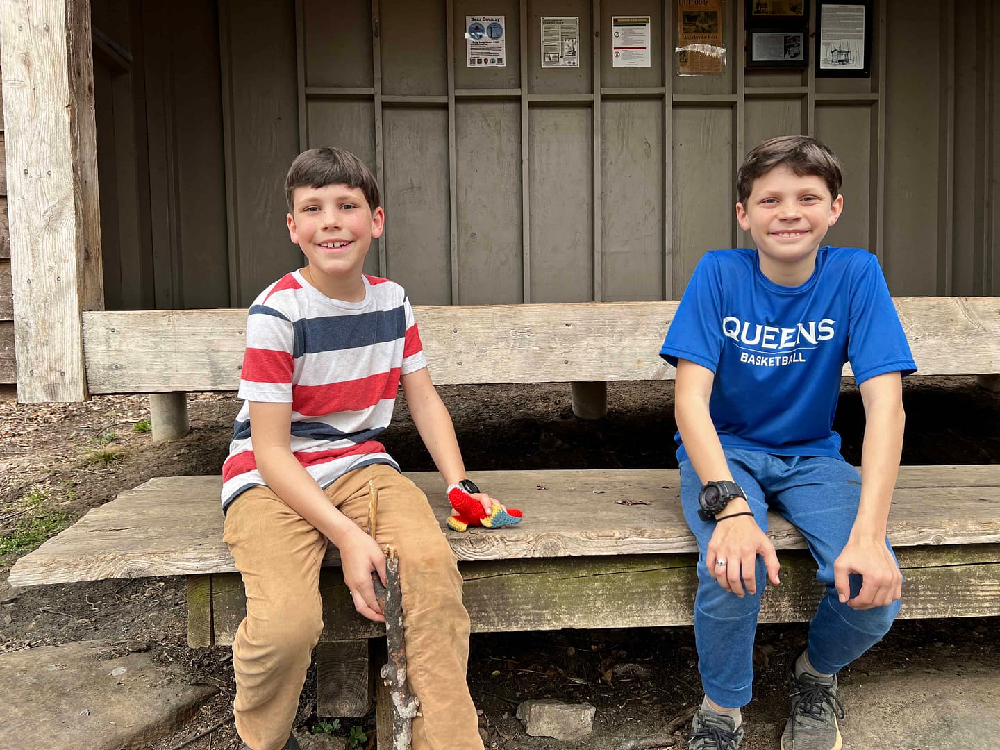 two boys at an AT shelter