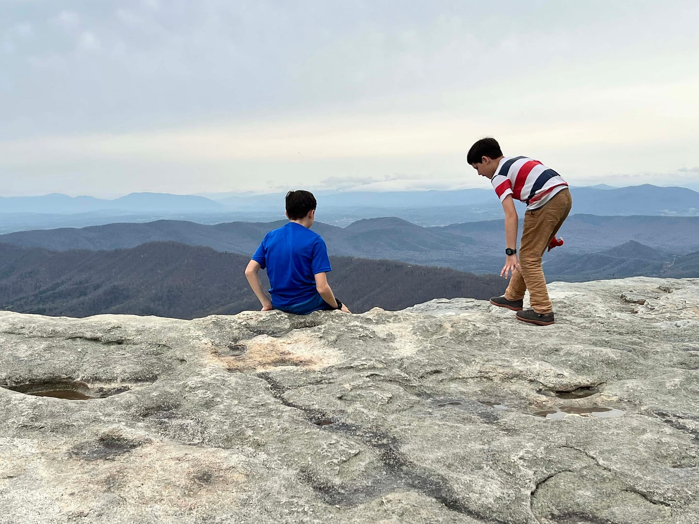 two boys on McAffee Knob