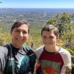 mom and son on a hike