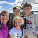 mom and 3 kids at Hanging Rock State Park