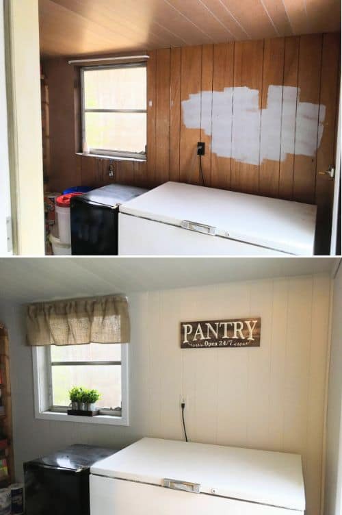 before and after picture of remodeled pantry