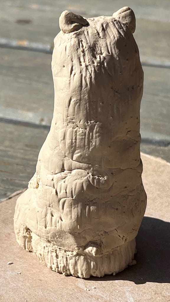 Air dry clay bear sculpture back