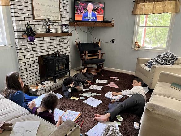 kids watching General Conference