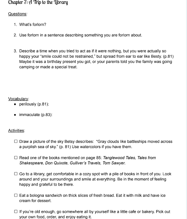 BetsyDowntown2 Betsy Tacy go Downtown book study guide