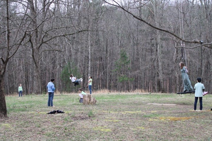 kids playing in front yard