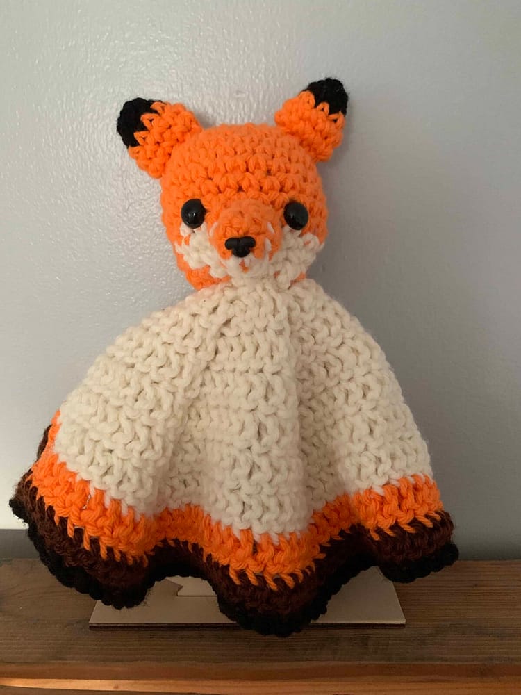 fox.lovey fox crocheted lovey