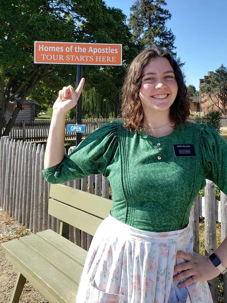 sister missionary in Nauvoo and giving tours