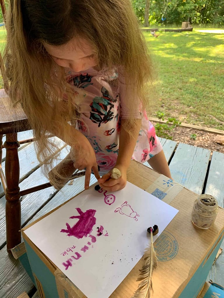 using pokeberries for ink and drawing with it