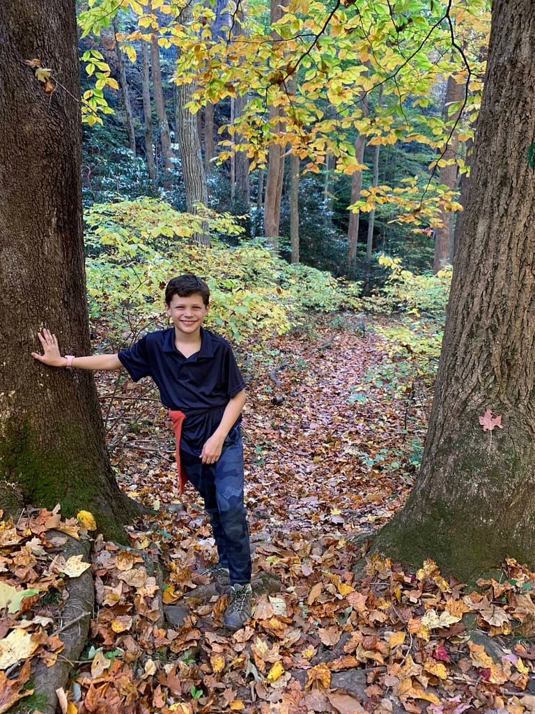 10 year old hiking in rock castle gorge