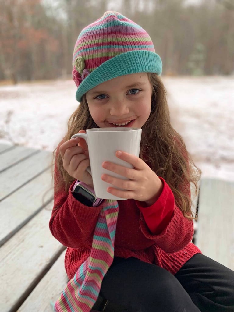 6 year old drinking raw milk hot chocolate