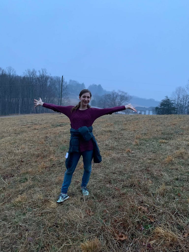 13 year old on a foggy mountain in winter