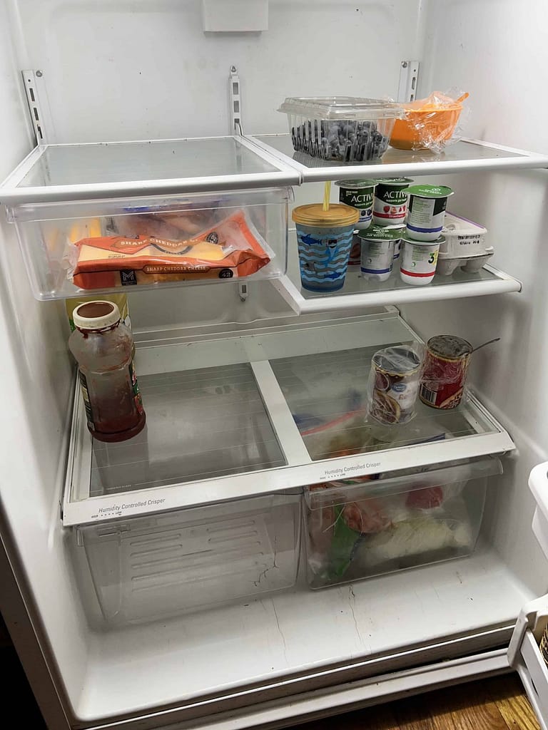 fridge with hardly any food
