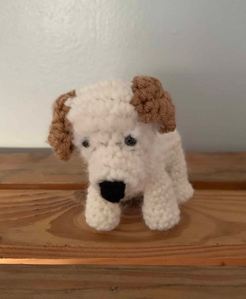 doggie small white crocheted dog