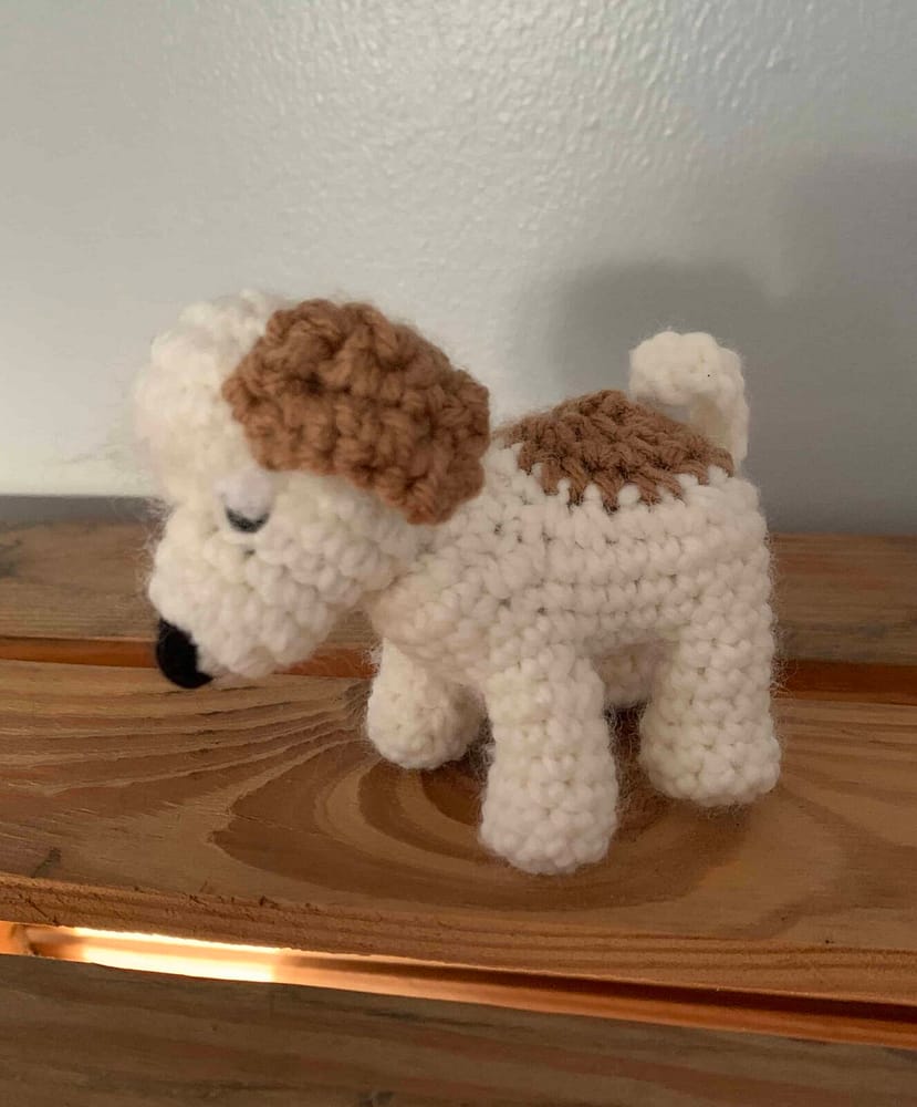 doggie2 small white crocheted dog