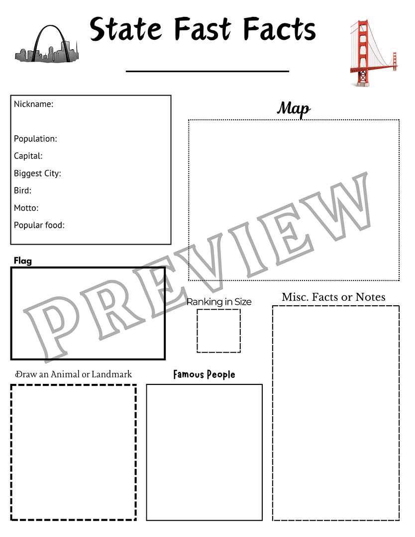 Statefacts state facts geography worksheet