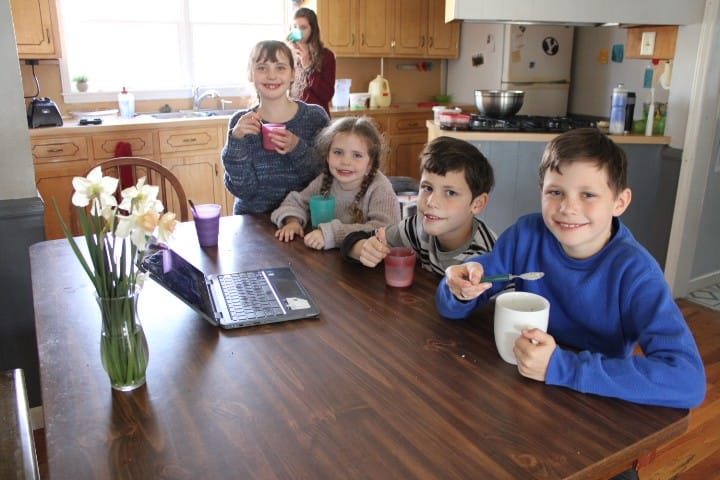 kids eating milkshakes and listening to Lone Ranger