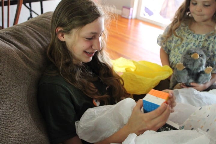 13 year old excited about opening a 6x6 rubix cube