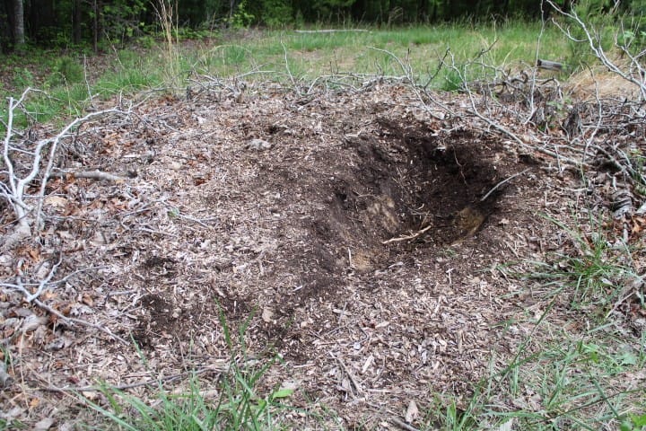 mulch pile used for the good soil underneath.