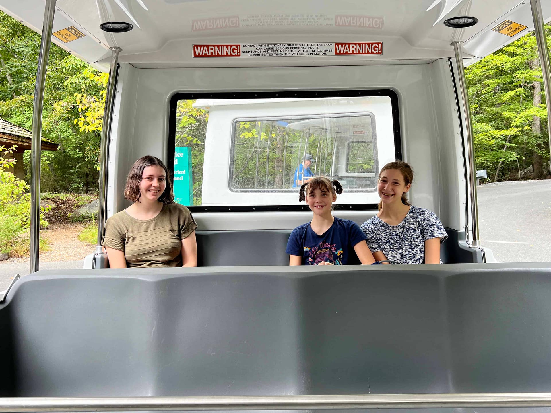 kids riding on NC zoo tram
